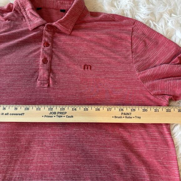 Travis Matthew Polo Shirt Men's Large Red Striped Short Sleeve Cotton Blend Golf - Picture 6 of 7